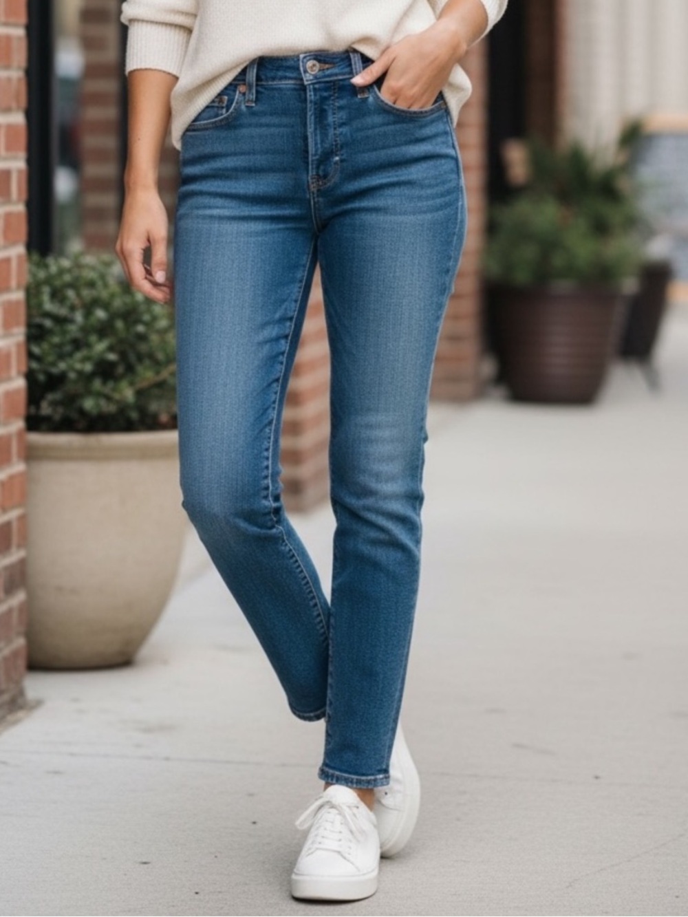 Levi’s Wedgie Skinny High Rise Jeans in Medium Blue Button Fly